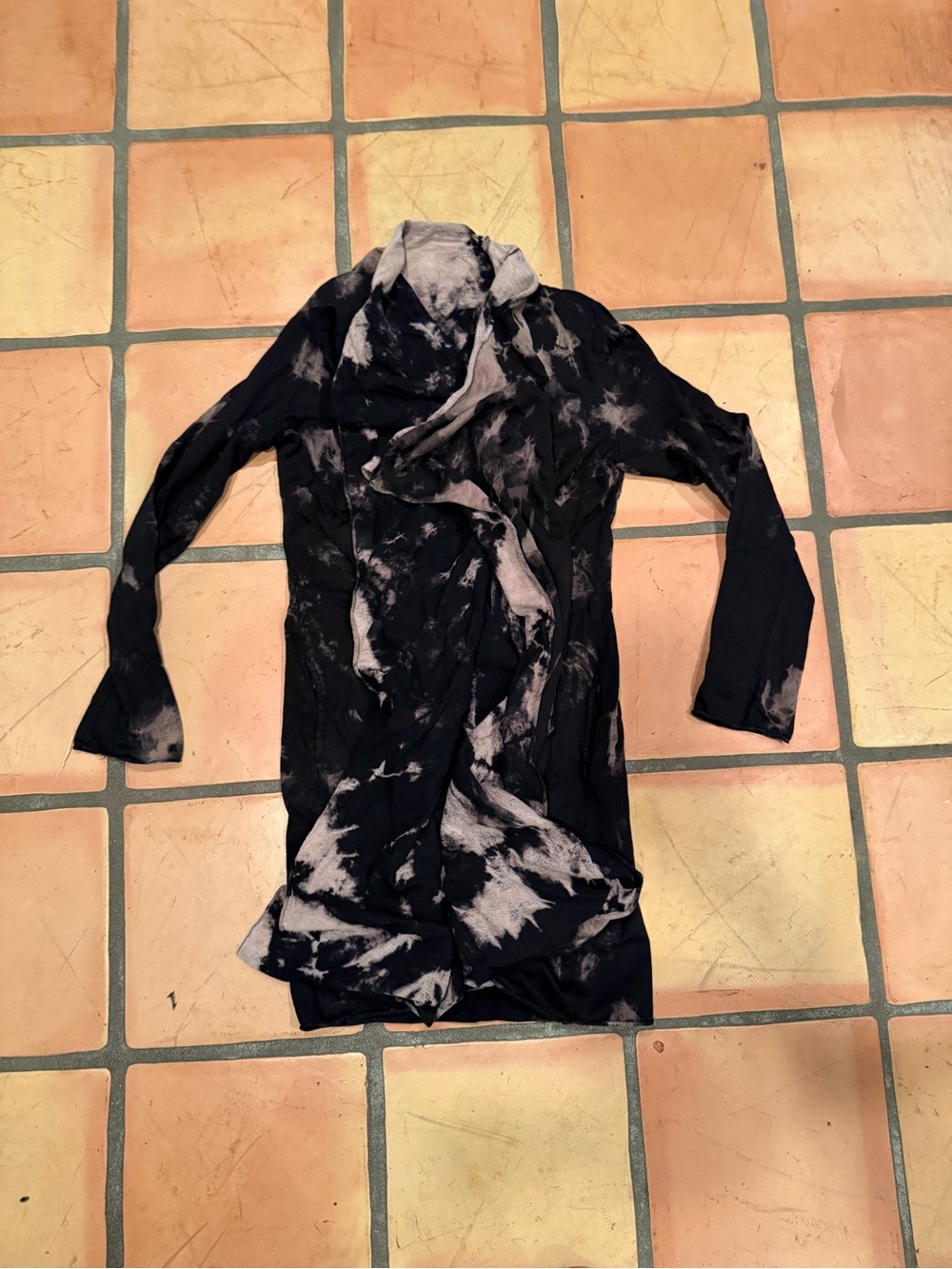 Hard Tail Black and Tan Tie-Dye Draped Sweater